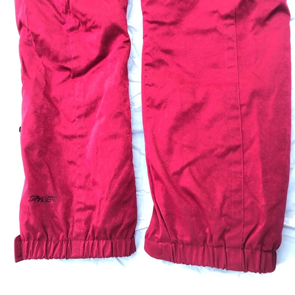 SPIDER KID Thinsulate Insulated Snow Pants Ski utility cargo Suspenders Burgundy - Picture 6 of 11